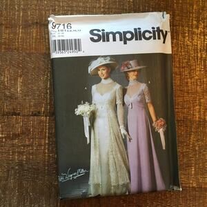 Simplicity Sewing Pattern 9716 Edwardian 1910s Bridal Gown Wedding Dress UNCUT
